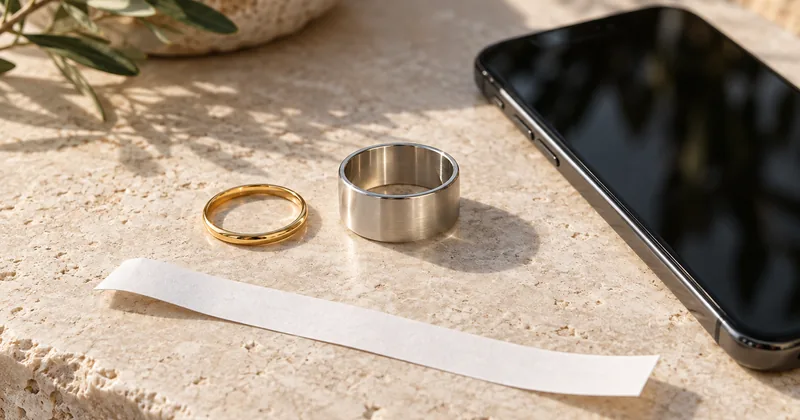 Δαχτυλίδι, κινητό και χάρτινη λωρίδα ως διαφορετικά εργαλεία προετοιμασίας μέτρησης