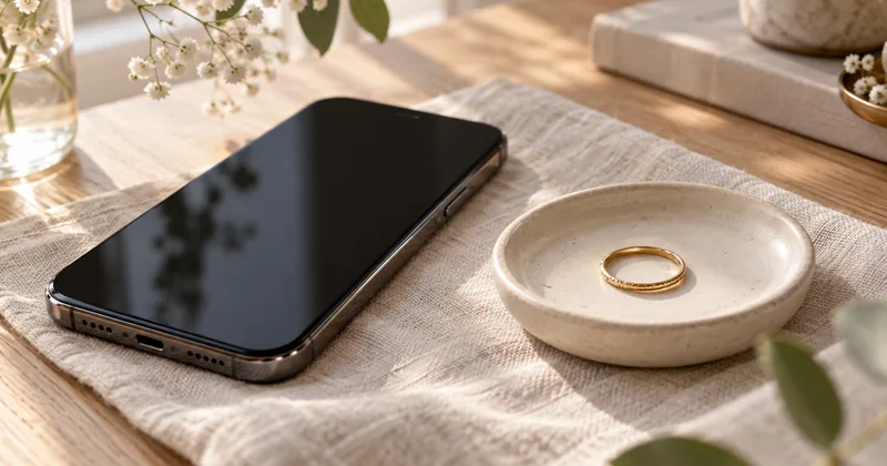 Illustration d’un téléphone et d’une bague pour une mesure à la maison